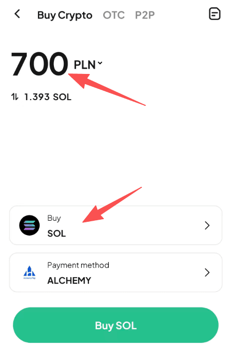 Step2: How to Buy SOL with PLN on WEEX OTC? APP Version