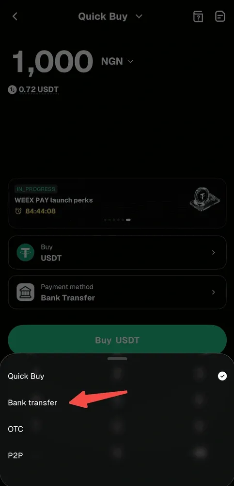 Another Way to Use NGN Bank Transfer on the WEEX App 3