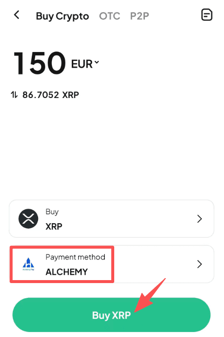 第四步：如何在WEEX APP版本上用欧元买入XRP