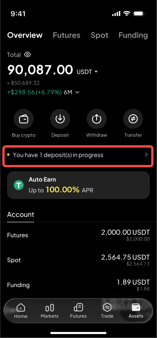 Live Status Updates: Track Your Deposit on the Assets Page