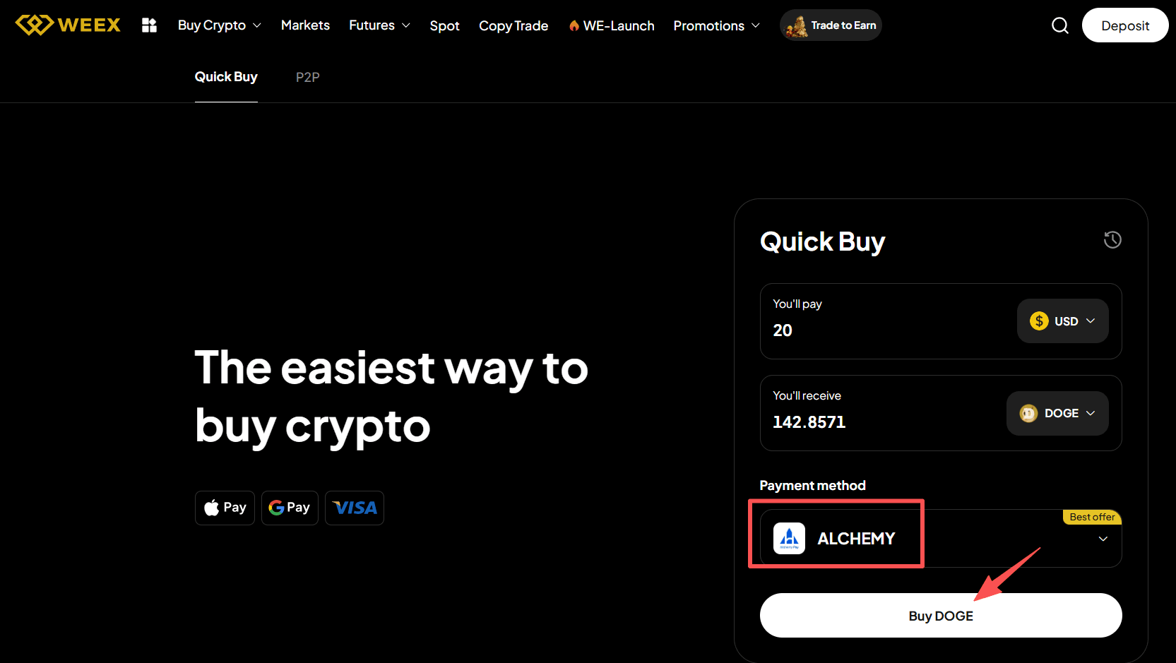 Step3: How to Buy DOGE via WEEX OTC? Web Version