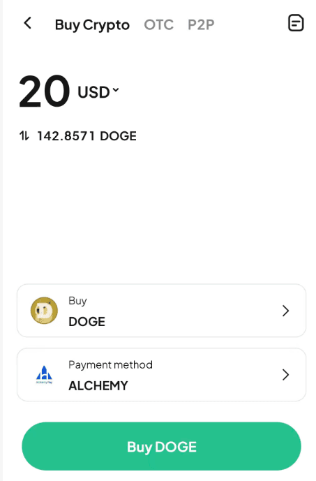Step2: How to Buy DOGE via WEEX OTC? APP Version